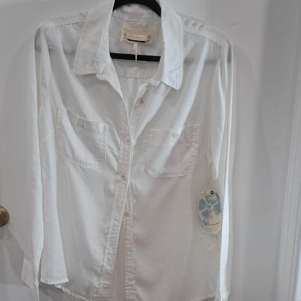 Chambria White Button-Up Blouse